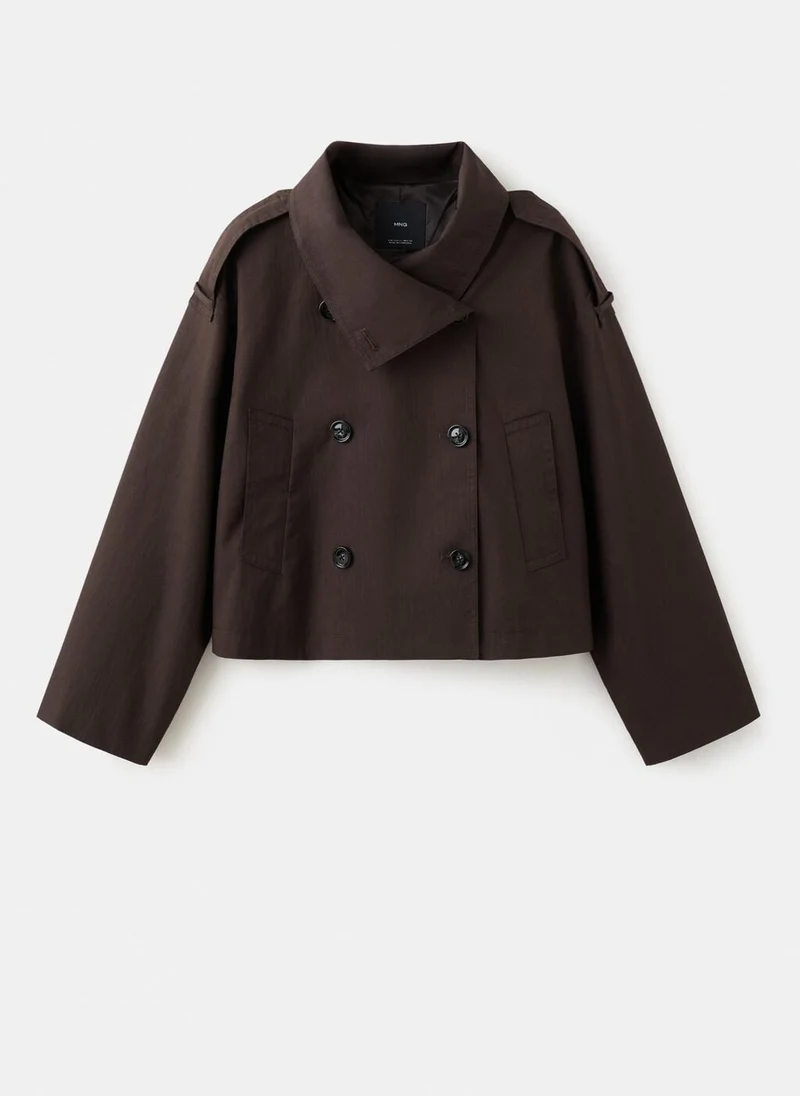 Mango  Double-breasted cropped trench coat for Women | Best Price UAE